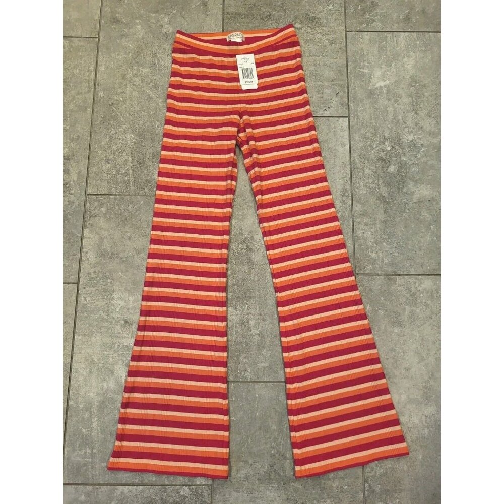 New L Space Paloma Pant Flare Leggings Pink Orange Stripe Sz XS